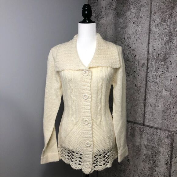 𝅺🆕 Carducci Woolblend Ivory sweater Cardigan - Picture 1 of 9